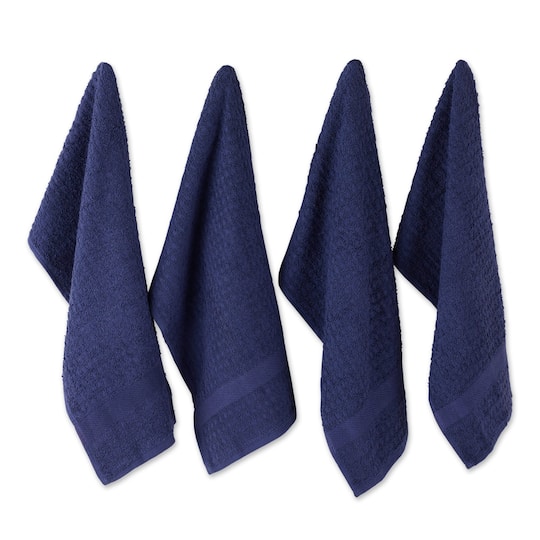 DII® Solid Blue Waffle Terry Dishtowel, 4ct.